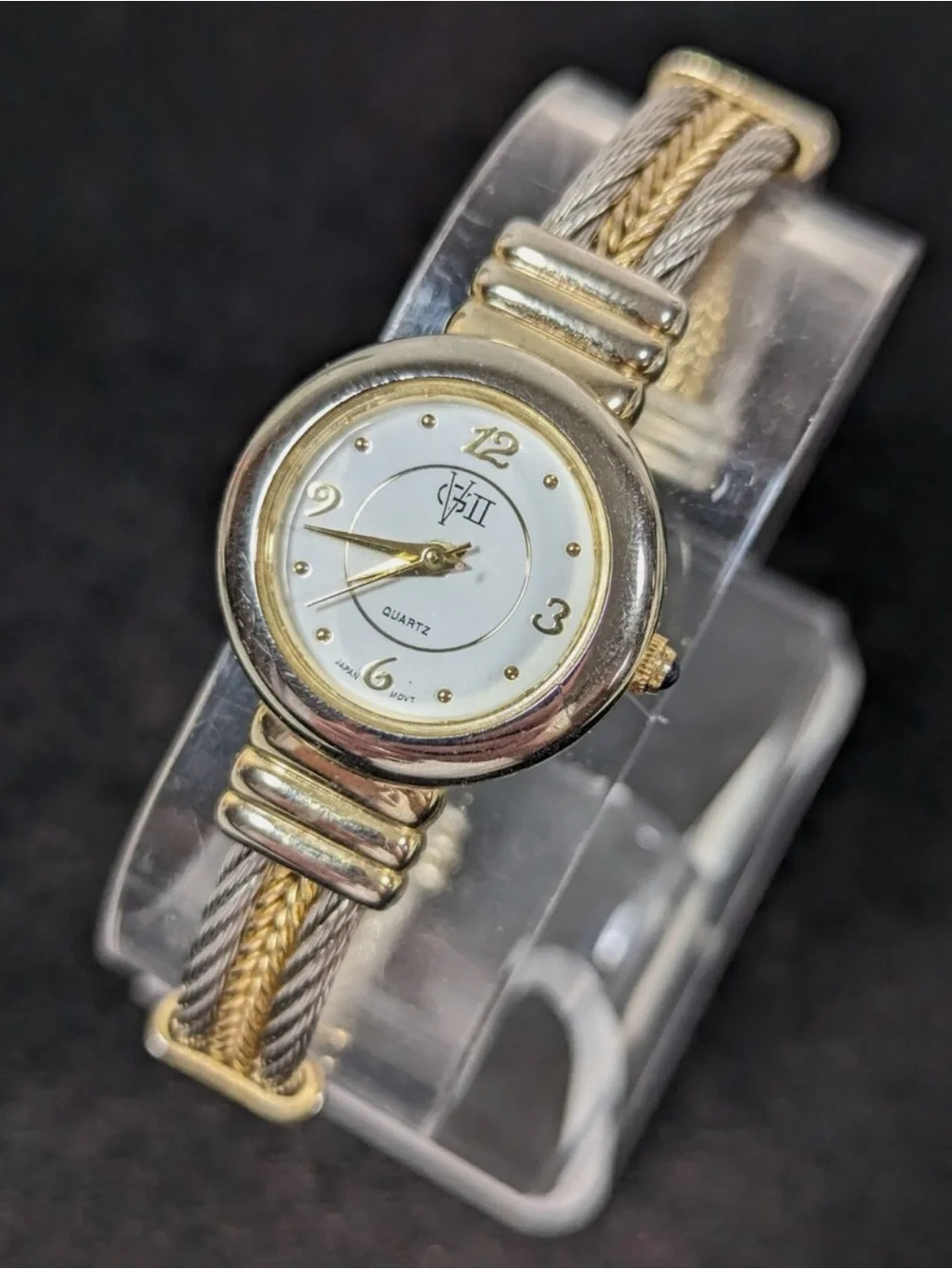 Vintage Gloria Vanderbilt GVII Two-Tone Gold and Silver Quartz Bracelet Watch